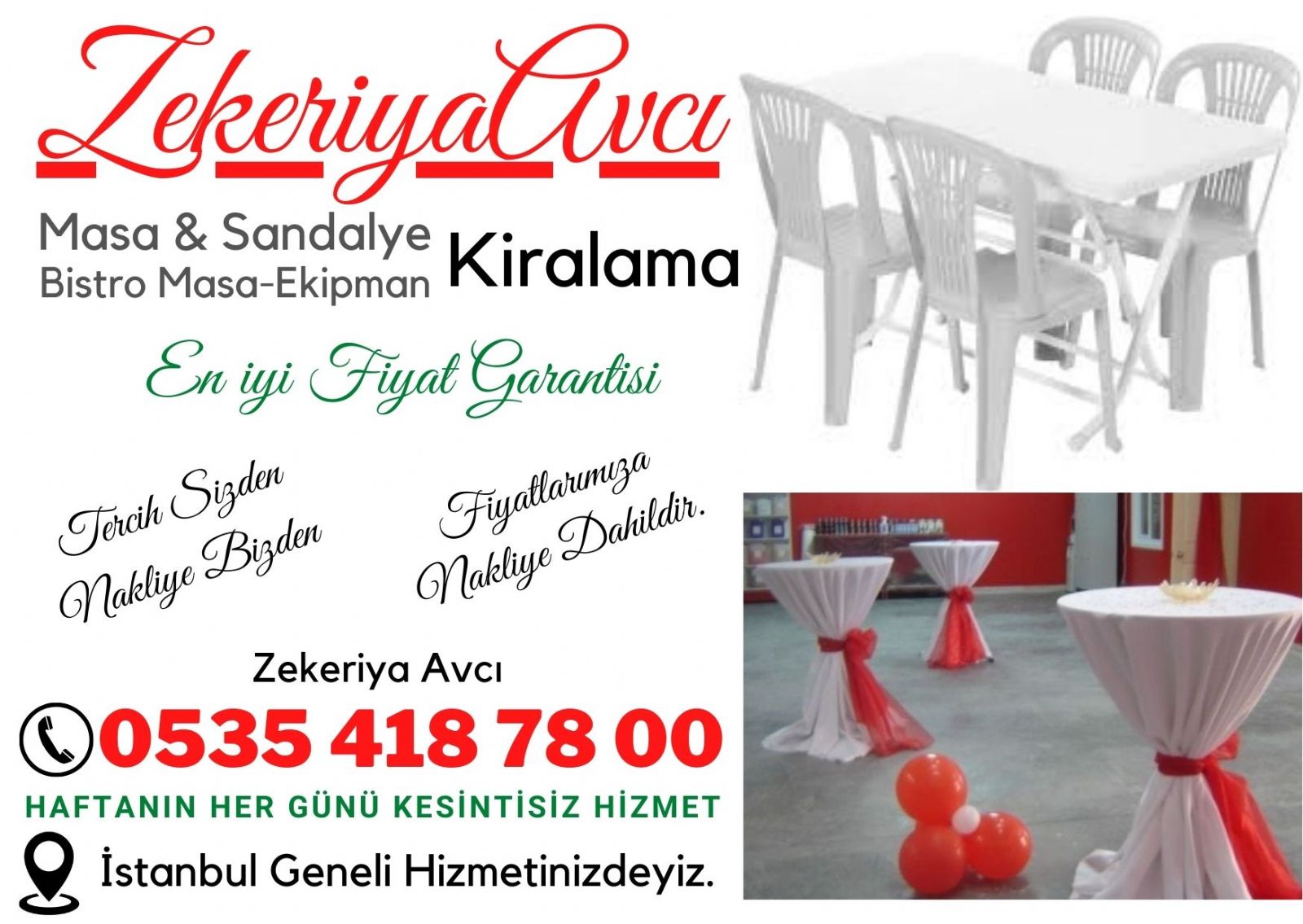 Talatpaşa Masa Sandalye Kiralama